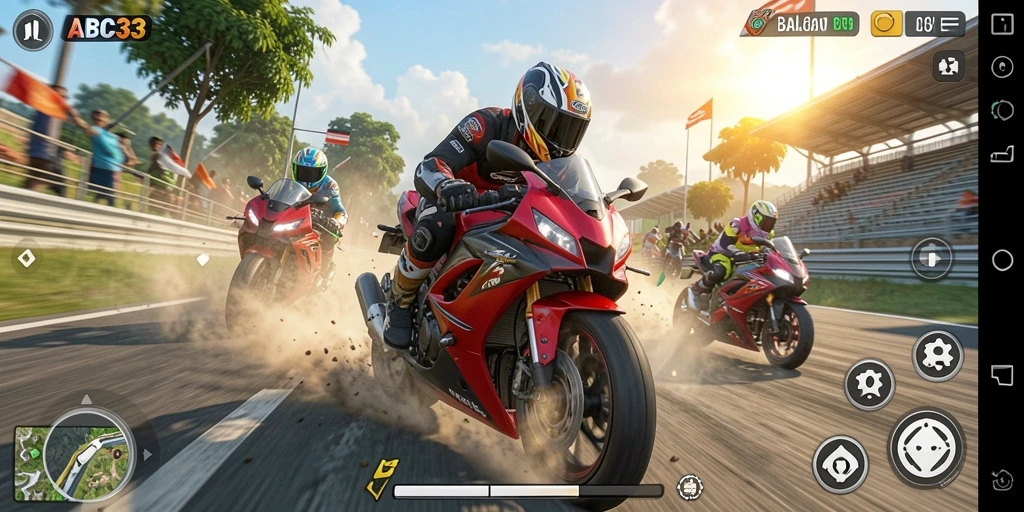 Gameplay seru balapan motor di ABC33.