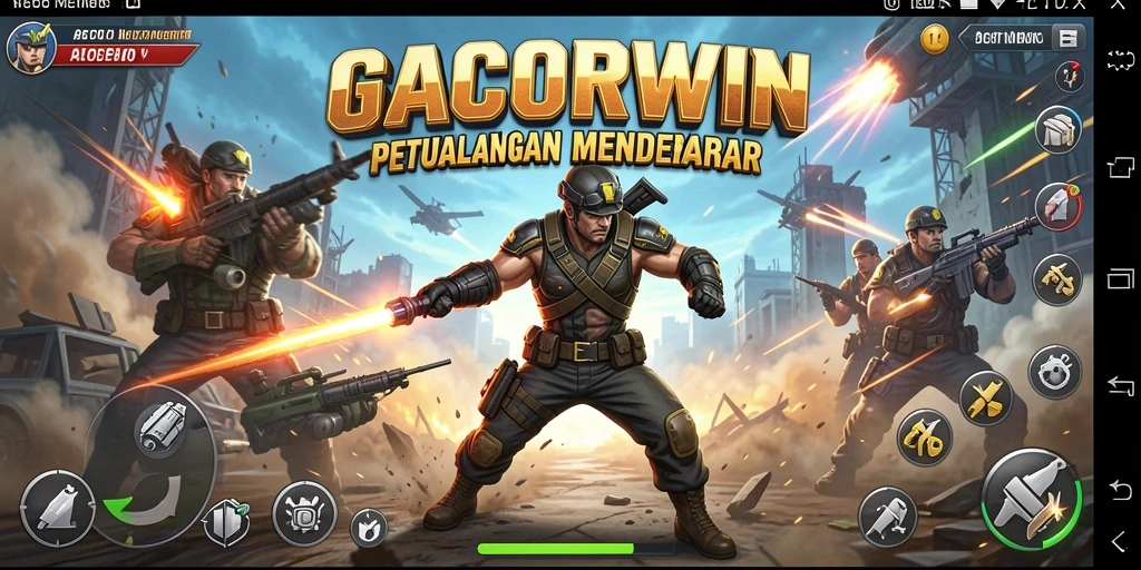 Tangkapan layar GACORWIN menampilkan aksi intens dan karakter keren.