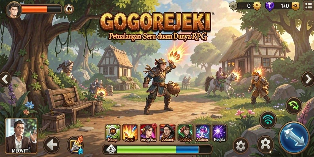 Tampilan gameplay RPG GOGOREJEKI yang menakjubkan dan interaktif.