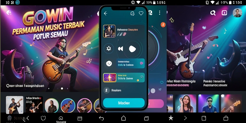 Gameplay seru GOWIN dengan berbagai pilihan lagu.