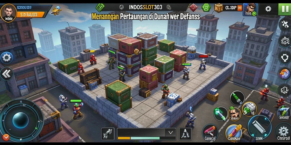 Tampilan gameplay seru dari INDOSLOT303 dalam pertarungan Tower Defense.