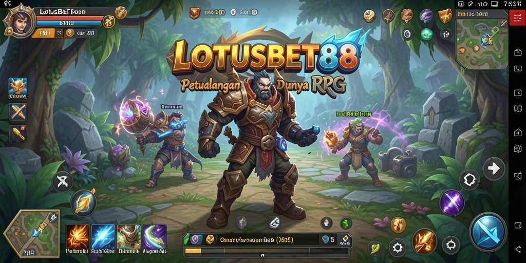 Screenshot utama LOTUSBET88 menampilkan karakter dalam aksi pertarungan RPG.