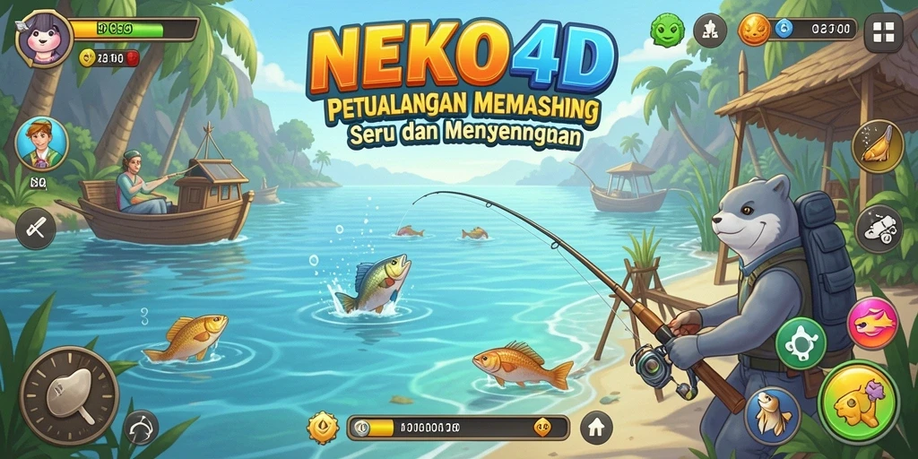 Tampilan menarik dari gameplay NEKO4D saat memancing di lokasi indah.