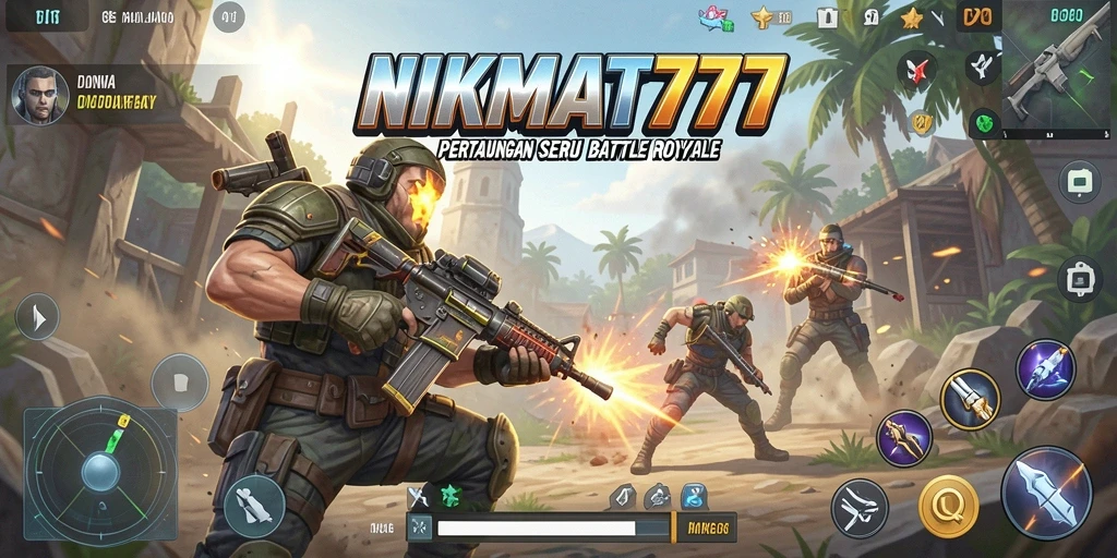 Screenshot gameplay NIKMAT777 menampilkan aksi seru Battle Royale.