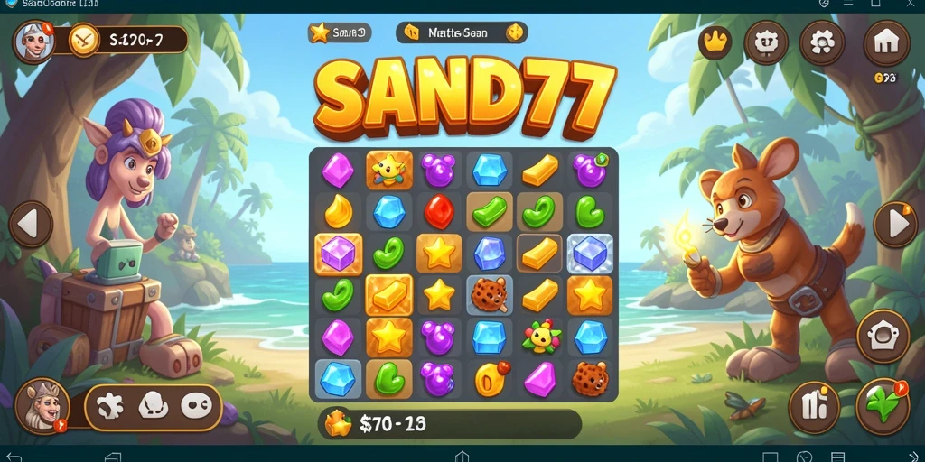 Screenshot gameplay SAND77 yang menampilkan aksi Match-3 yang seru.